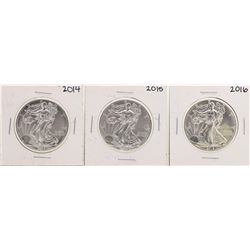 Lot of 2014-2016 $1 American Silver Eagle Coins
