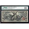 Image 1 : 1896 $5 Educational Silver Certificate Note Fr.268 PMG Choice About Uncirculated