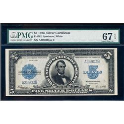 1923 $5 Porthole Silver Certificate Note Fr.282 PMG Superb Gem Uncirculated 67EP