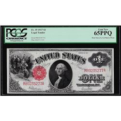 1917 $1 Legal Tender Note Fr.39 PCGS Gem New 65PPQ
