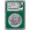 Image 1 : 2017 $1 American Silver Eagle Coin NGC MS70 Early Releases Green Core