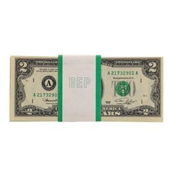 Pack of (100) Consecutive 1976 $2 Federal Reserve Notes Boston