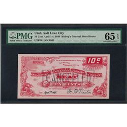 1898 10 Cent Bishop's General Store House Obsolete Note PMG Gem Uncirculated 65E