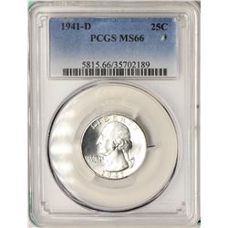 1941-D Washington Quarter Coin PCGS MS66