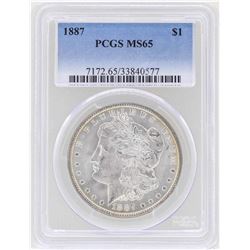 1887 $1 Morgan Silver Dollar Coin PCGS MS65