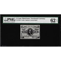 1863 Five Cents Third Issue Fractional Note Fr.1238 PMG Uncirculated 62EPQ
