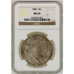 1886 $1 Morgan Silver Dollar Coin NGC MS65