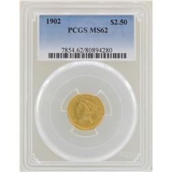 1902 $2 1/2 Liberty Head Quarter Eagle Gold Coin PCGS MS62