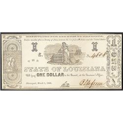 1864 $1 State of Louisiana Obsolete Note