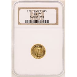 2001 $5 American Gold Eagle Coin NGC MS70