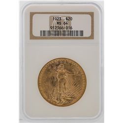 1923 $20 St. Gaudens Double Eagle Gold Coin NGC MS64
