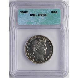 1902 Proof Barber Half Dollar Coin ICG PR66