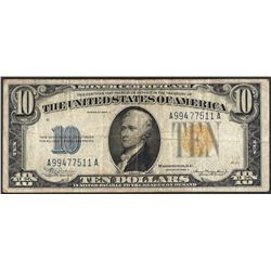 1934A $10 Silver Certificate WWI Emergency North Africa Note