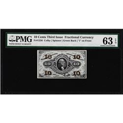 1863 Ten Cents Third Issue Fractional Note Fr.1256 PMG Choice Uncirculated 63EPQ