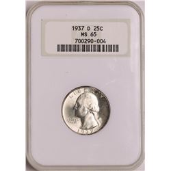 1937-D Washington Quarter Coin NGC MS65 Old Holder