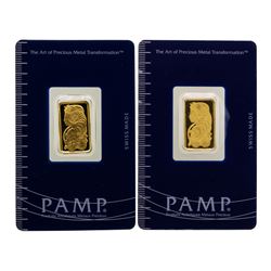 Lot of (2) Suisse 5 Gram Fine Gold Pamp Gold Bars