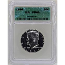 1964 Proof Franklin Half Dollar Coin ICG PR68