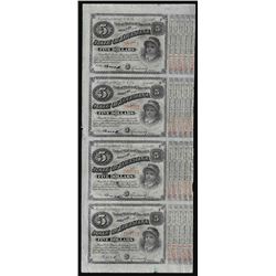 Uncut Sheet of (4) State of Louisiana Baby Bond Obsolete Notes
