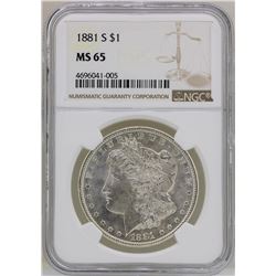 1881-S $1 Morgan Silver Dollar Coin NGC MS65