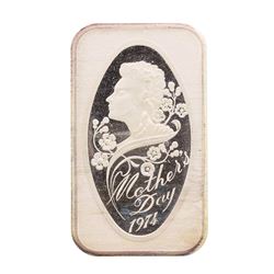 1974 Happy Mothers Day 1 oz .999 Fine Silver Art Bar Madison Mint