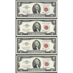 Lot of (4) 1963 $2 Legal Tender Notes