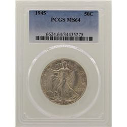 1945 Walking Liberty Half Dollar Coin NGC MS64