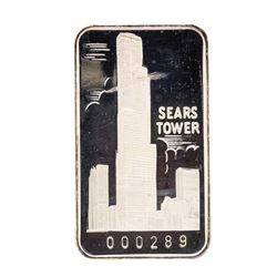 The First National Bank of Chicago Sears Tower 1 oz .999 Fine Silver Art Bar