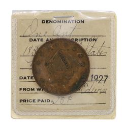 1833 Large One Cent Coin in Old Flip