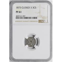 1873 Proof Three Cent Silver Piece Coin NGC PF61