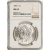 Image 1 : 1887 $1 Morgan Silver Dollar Coin NGC MS63