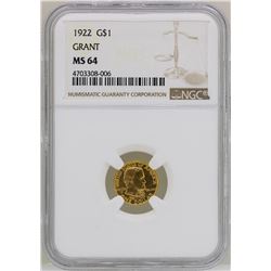 1922 $1 Grant Commemorative Gold Dollar Coin NGC MS64