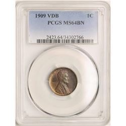 1909 VDB Lincoln Wheat Cent Coin PCGS MS64BN