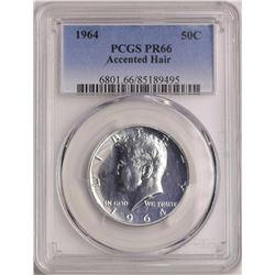 1964 Proof Accented Hair Kennedy Half Dollar Coin PCGS PR66