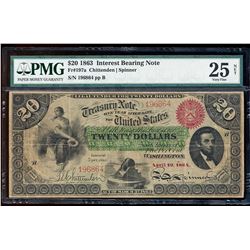 1863 $20 Interest Bearing Note Fr.197a PMG Very Fine 25 Net