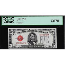 1928E $5 Legal Tender Note Fr.1530 PCGS Very Choice New 64PPQ