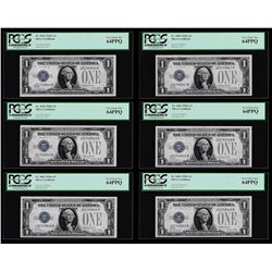 (6) Consecutive 1928A $1 Funnyback Silver Certificate Notes PCGS Very Choice New