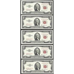Lot of (5) Consecutive 1953C $2 Legal Tender Notes