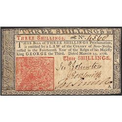 March 25, 1776 New Jersey Three Shillings Colonial Currency Note