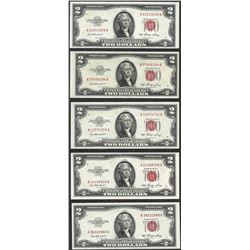 Lot of (5) 1953 $2 Legal Tender Notes