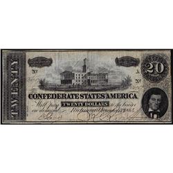 1864 $20 Confederate States of America Note