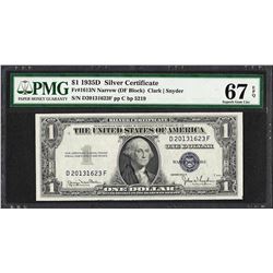 1935D $1 Silver Certificate Note Fr.1613N PMG Superb Gem Uncirculated 67EPQ