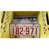 Image 1 : YELLOW CRATE OF VINTAGE MATCHING LICENSE PLATE PAIRS