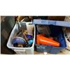 Image 1 : 2 TOTES OF TOOLS, RESPIRATOR MASK, AND ROUTER