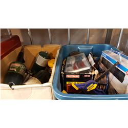 BOX AND TOTE SOF SHOP SUPPLIES, PROPANE BOTTLE, AND HEATERS