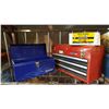 Image 1 : BLUE KOBALT TOOLBOX FILLED W/ SOCKETS AND RED TOOLBOX AND BOX OF STRIP NAILS