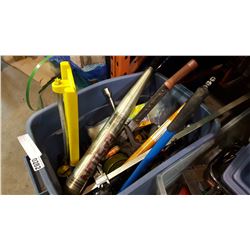 TOTE OF TOOLS, BOLT CUTTERS, AND MORE