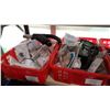 Image 1 : TWO TOTES OF NEW ELECTRICAL HOUSEHOLD ITEMS