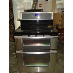 AS NEW WHIRPOOL INDUCTION DOUBLE OVEN WITH GLASS TOP STOVE WORKING ORDER