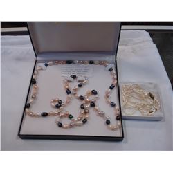 EXTRA LONG BAROQUE PEARL NECKLACE AND SEED PEARL NECKLACE AND BRACELET