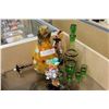 Image 1 : LOT OF ART GLASS CLOWNS AS IS AND GREEN GLASS DECANTER SET